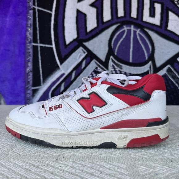 Size 10 - New Balance 550 Men's White & Red - Picture 1 of 9